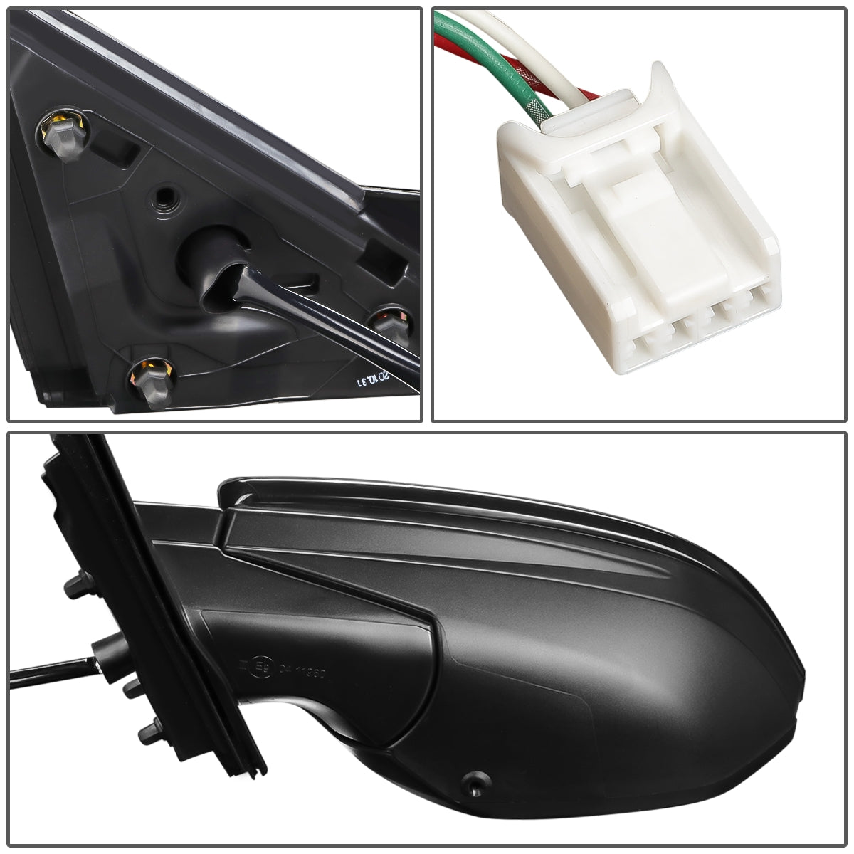 RETROVISOR MIRROR - OEM - 16-18 HONDA CIVIC 4-DR - POWERED - HEATED - FOLDING - W/ ASPHERICAL GLASS - BLACK MATERIAL - LEFT