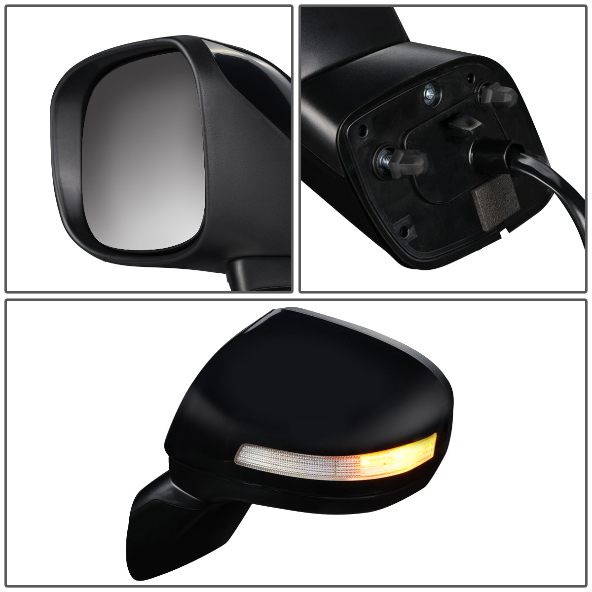 RETROVISOR MIRROR - OEM - 13-15 HONDA CIVIC - POWERED - W/ SIGNAL LIGHT - FOLDING - BLACK MATERIAL - LEFT