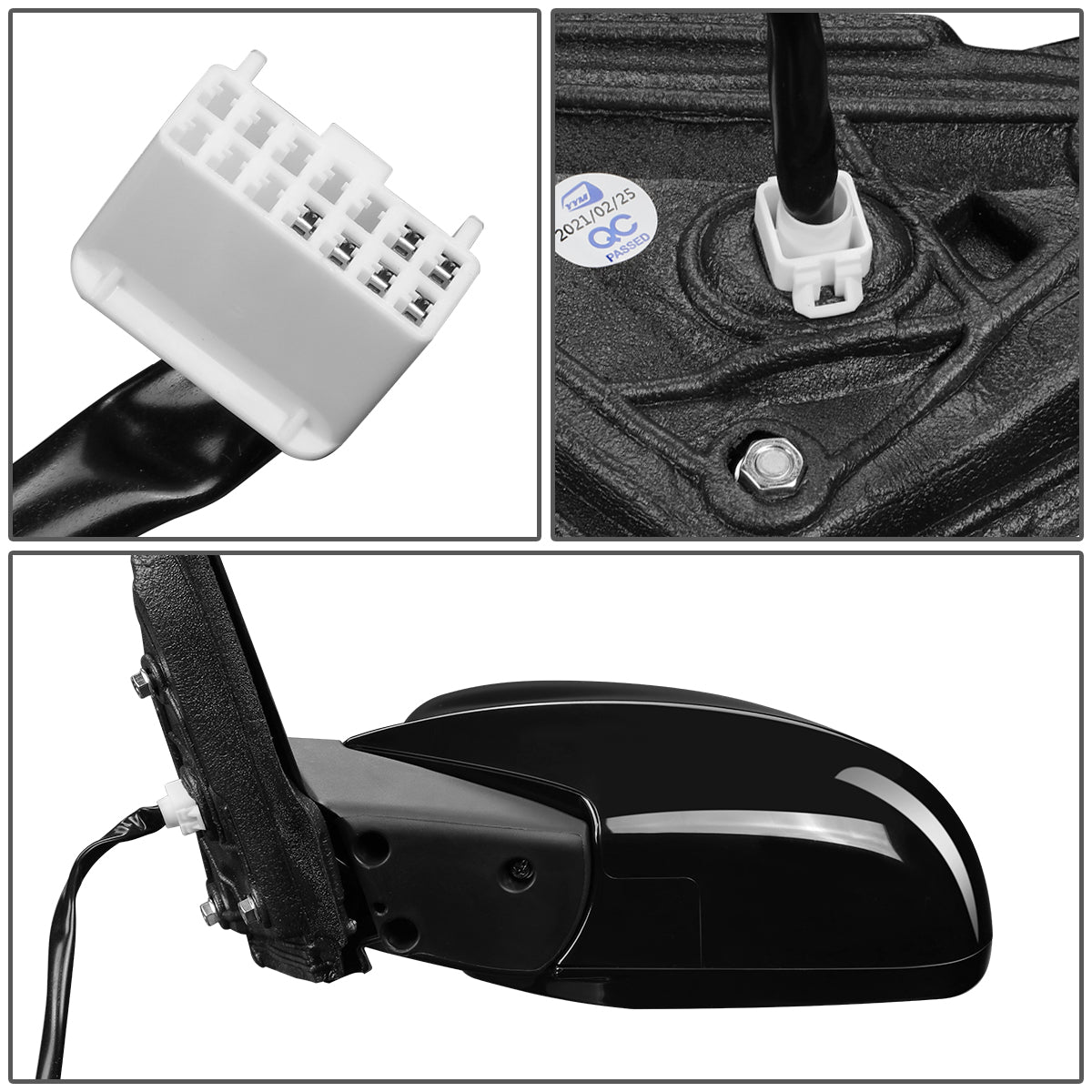 RETROVISOR MIRROR - OEM - 16-17 HONDA ACCORD - POWERED - HEATED - W/ SIGNAL LIGHT - FOLDING - BLACK MATERIAL - LEFT