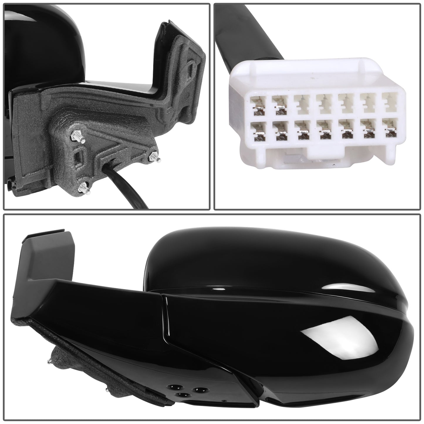 RETROVISOR MIRROR - OE STYLE - HONDA RIDGELINE 17-20 - WITH POWER WITH HEATED WITH SIGNAL WITH MEMORY - DRIVER SIDE - PAINT TO MATCH - BLACK