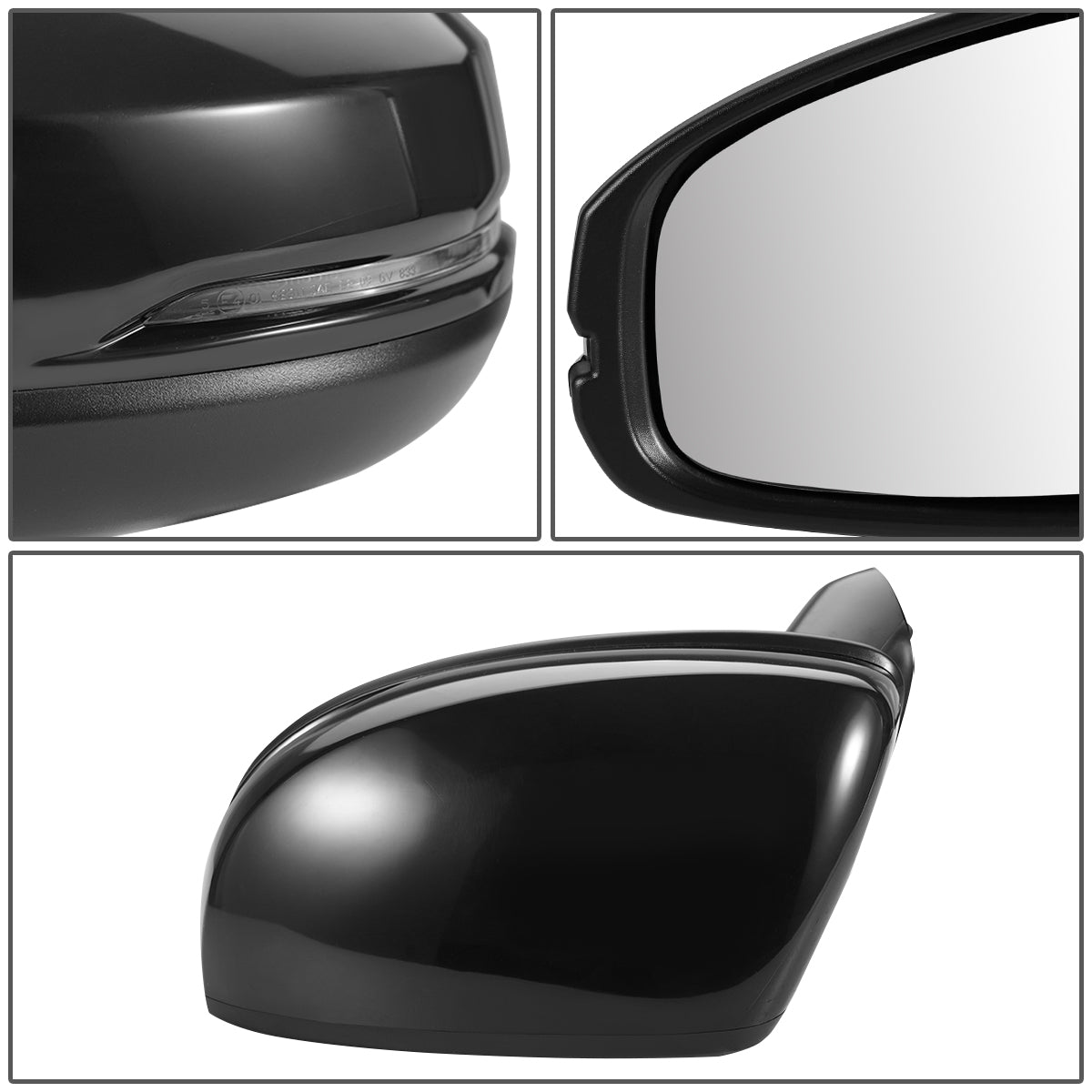 RETROVISOR MIRROR - OEM - 15-19 HONDA FIT - POWERED - HEATED - W/ SIGNAL LIGHT - BLACK MATERIAL - LEFT