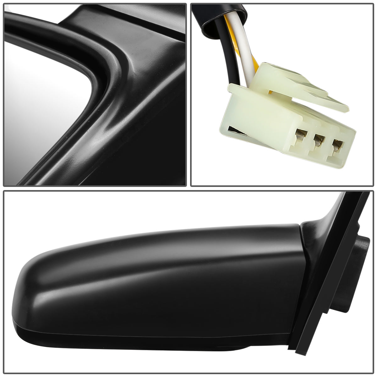 RETROVISOR MIRROR - OEM - 88-91 HONDA CIVIC 4-DR - POWERED - FLEXIBLE - BLACK MATERIAL - RIGHT