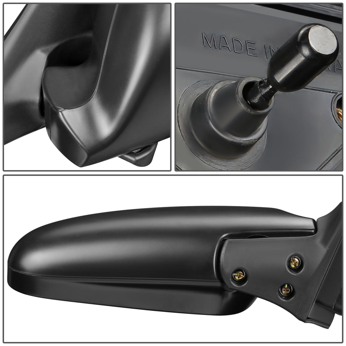 RETROVISOR MIRROR - OEM - 90-93 HONDA ACCORD 4-DR - FOLDING - TEXTURED - BLACK - RIGHT