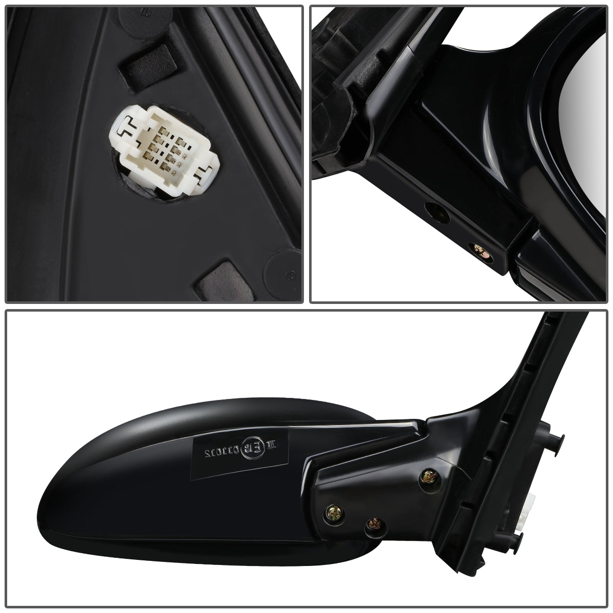 RETROVISOR MIRROR - OEM - 92-95 HONDA CIVIC 2/3-DR - POWERED - FOLDING - BLACK MATERIAL - RIGHT