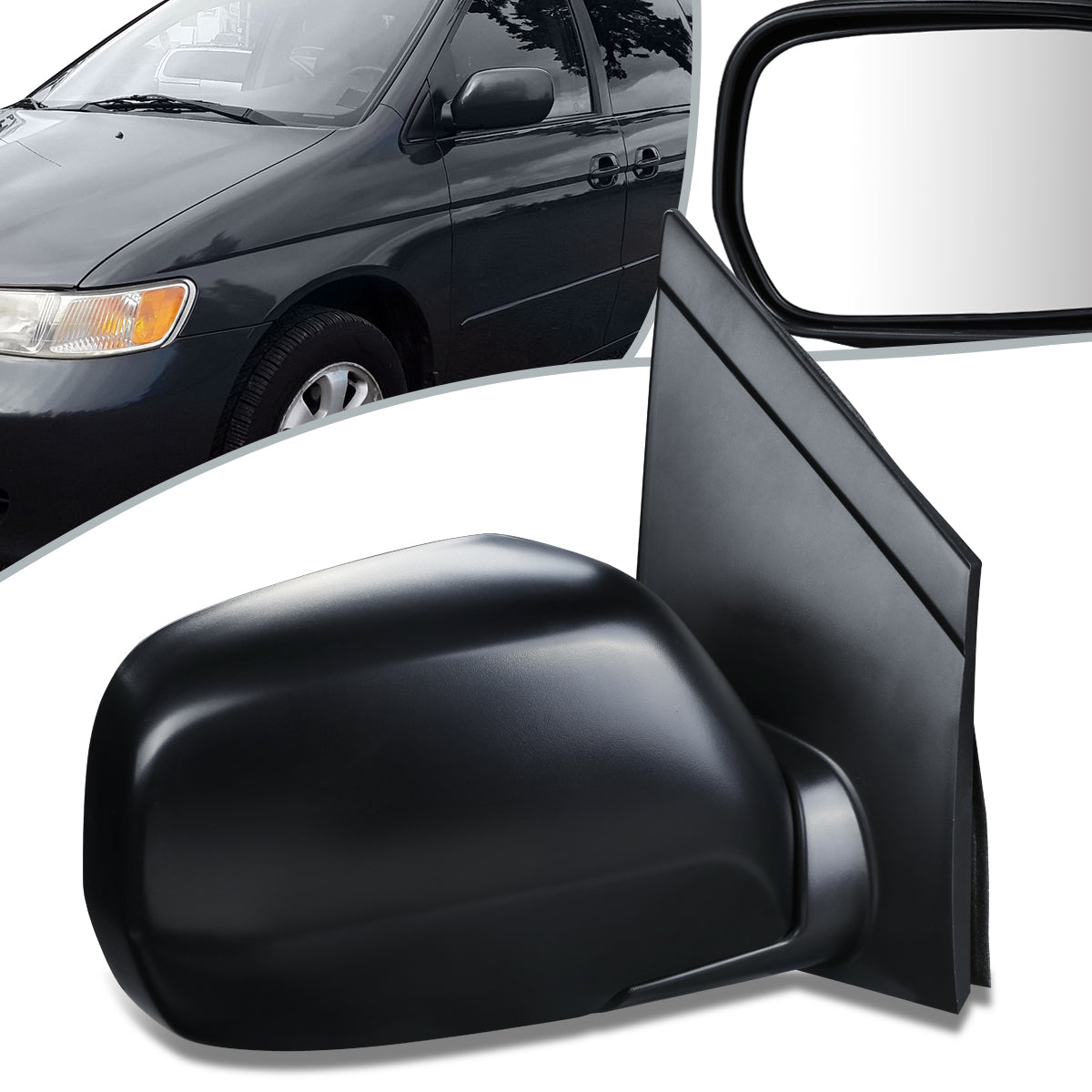 RETROVISOR MIRROR - OEM - 99-04 HONDA ODYSSEY - POWERED - FOLDING - BLACK MATERIAL - RIGHT
