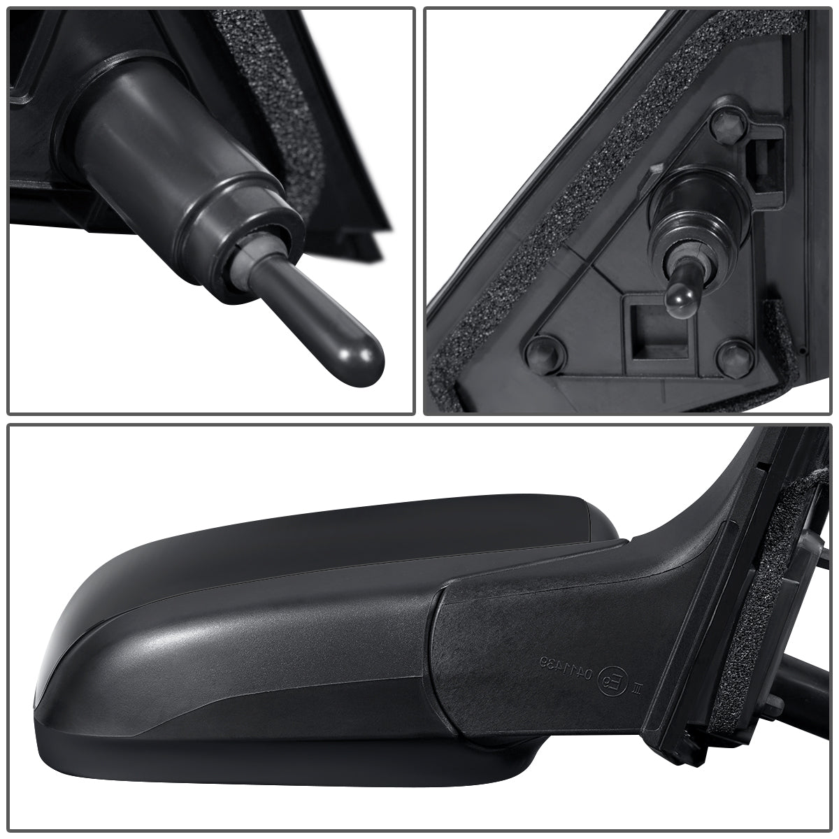 RETROVISOR MIRROR - OEM - 03-07 HONDA ACCORD 4-DR - MANUAL - W/ LEVER - FOLDING - BLACK MATERIAL - RIGHT