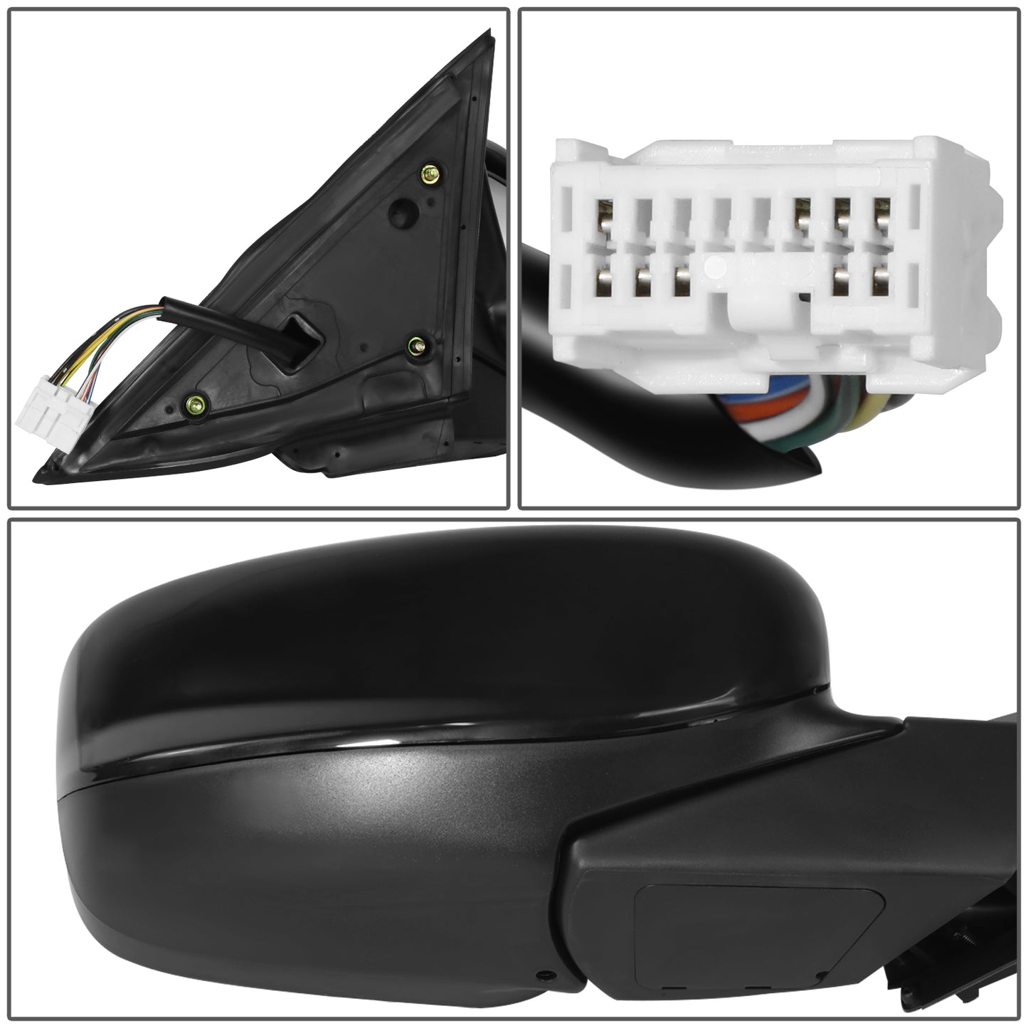 RETROVISOR MIRROR - OE STYLE - HONDA ACCORD CROSSTOUR 2010-2011 - HONDA CROSSTOUR 2012 - WITH POWER WITH HEATED GLASS WITH MEMORY - PASSENGER RIGHT SIDE - BLACK