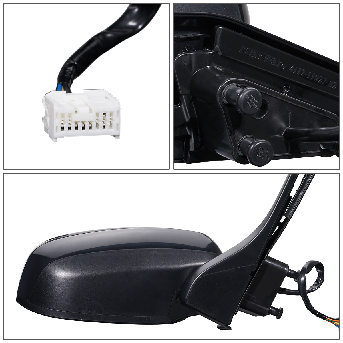 RETROVISOR MIRROR - OEM - 10-18 HONDA INSIGHT - POWERED - HEATED - W/ SIGNAL LIGHT - FOLDING - BLACK MATERIAL - RIGHT