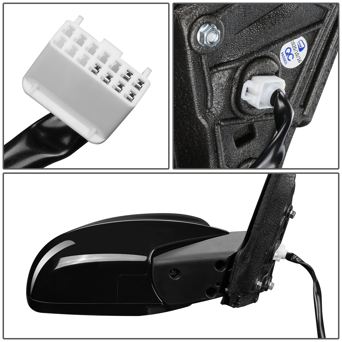 RETROVISOR MIRROR - OEM - 13-15 HONDA ACCORD 2-DR - POWERED - HEATED - W/ SIGNAL LIGHT - FOLDING - BLACK MATERIAL - RIGHT