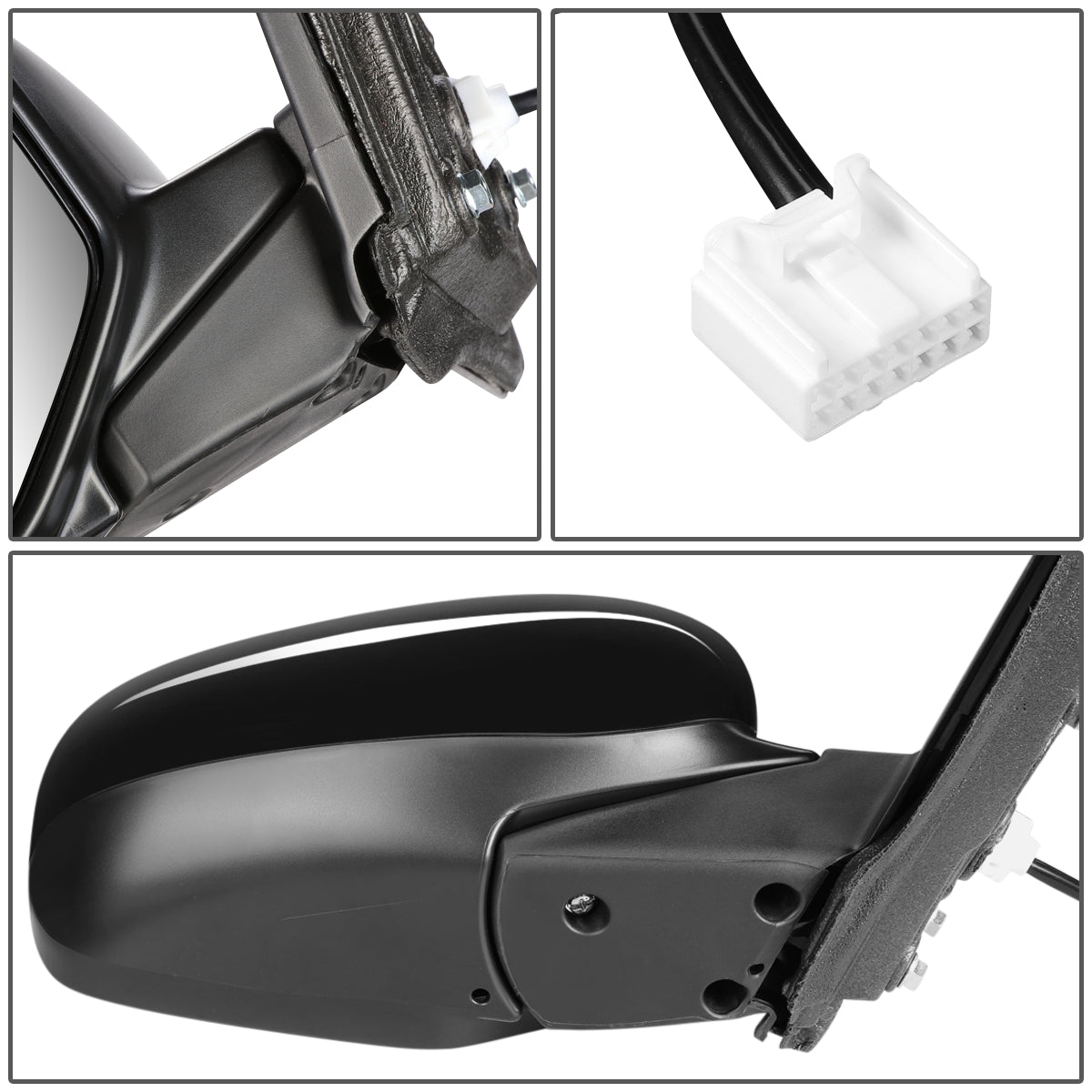 RETROVISOR MIRROR - OEM - 13-17 HONDA ACCORD 2-DOOR - POWERED - TEXTURED - BLACK - RIGHT