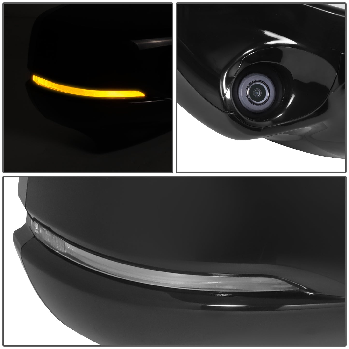 RETROVISOR MIRROR - OE STYLE - HONDA ACCORD 13-15 - WITH POWER WITH HEATED GLASS WITH SIGNAL WITH CAMERA - PASSENGER SIDE - PAINT TO MATCH - BLACK