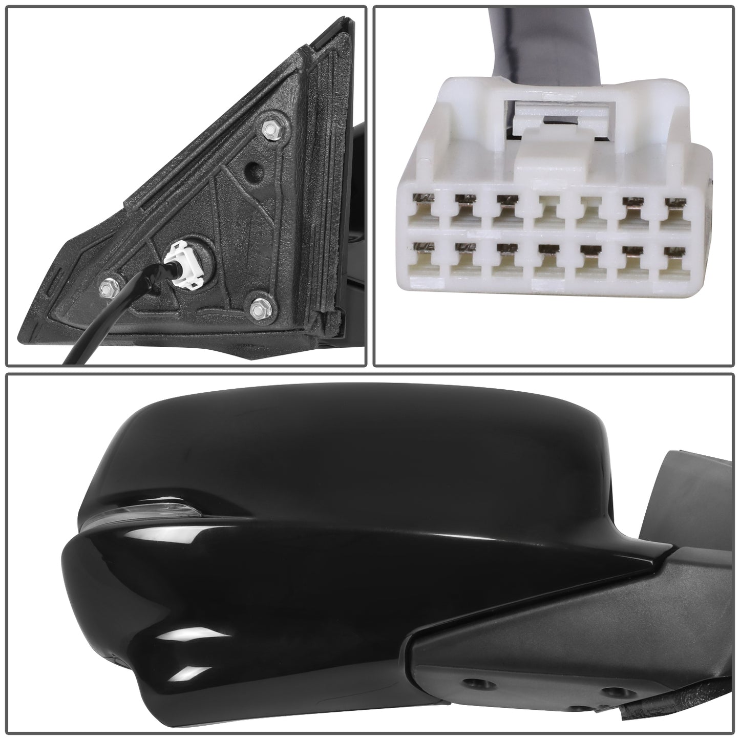 RETROVISOR MIRROR - OE STYLE - HONDA ACCORD 13-15 - WITH POWER WITH HEATED GLASS WITH SIGNAL WITH CAMERA - PASSENGER SIDE - PAINT TO MATCH - BLACK