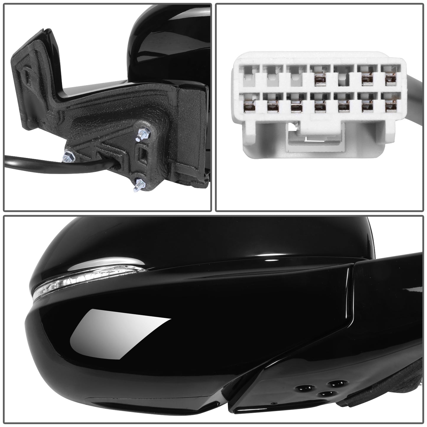 RETROVISOR MIRROR - OE STYLE - HONDA PILOT 16-18 - WITH POWER WITH HEATED WITH SIGNAL WITH MEMORY WITH CAMERA - AWD - PASSENGER SIDE - PAINT TO MATCH - BLACK