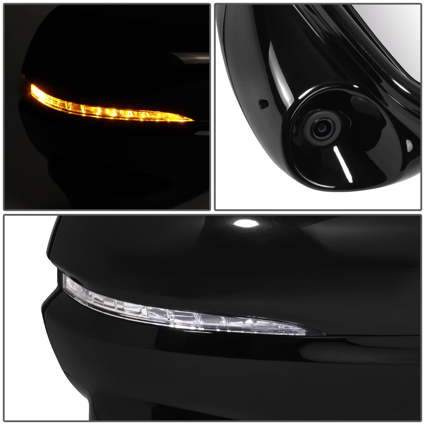 RETROVISOR MIRROR - OE STYLE - HONDA PILOT 16-18 - WITH POWER WITH SIGNAL WITH MEMORY WITH CAMERA - FWD - PASSENGER SIDE - PAINT TO MATCH - BLACK