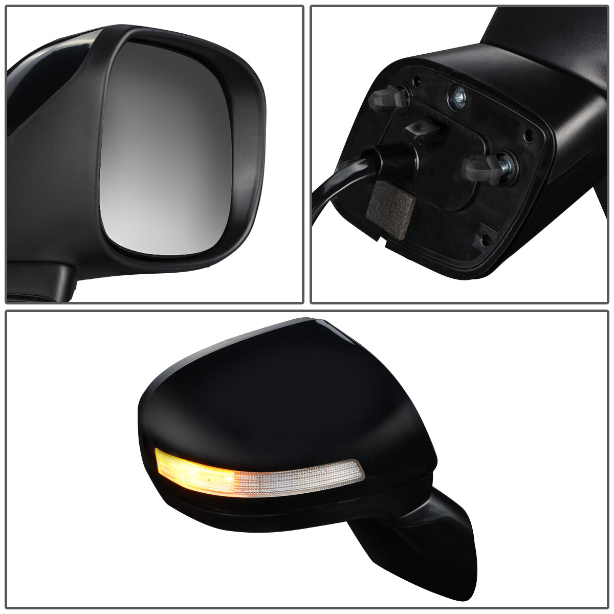 RETROVISOR MIRROR - OEM - 13-15 HONDA CIVIC 4-DR - POWERED - W/ SIGNAL LIGHT - FOLDING - BLACK MATERIAL - RIGHT