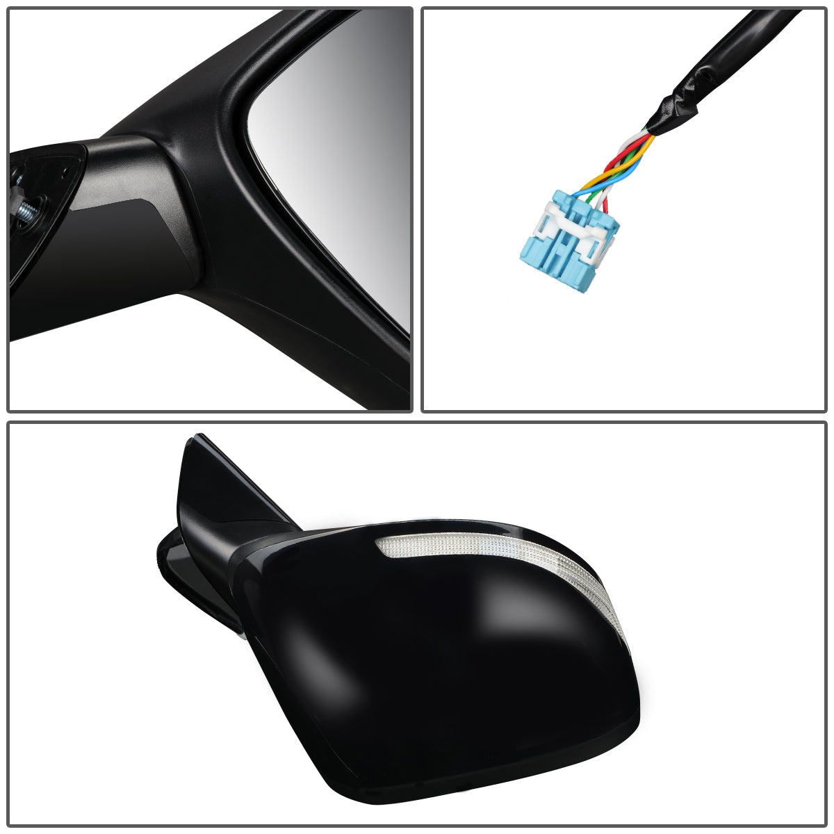 RETROVISOR MIRROR - OEM - 13-15 HONDA CIVIC 4-DR - POWERED - W/ SIGNAL LIGHT - FOLDING - BLACK MATERIAL - RIGHT