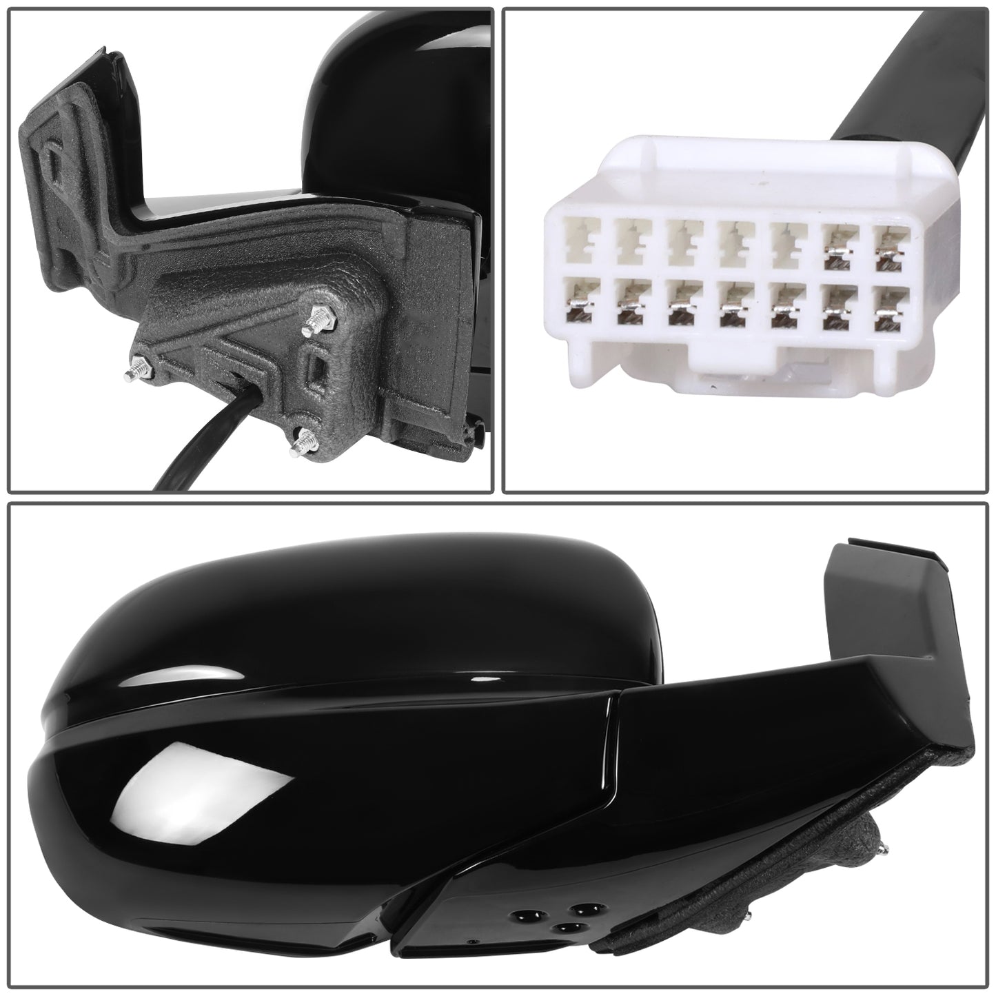 RETROVISOR MIRROR - OE STYLE - HONDA RIDGELINE 17-20 - WITH POWER WITH HEATED WITH SIGNAL WITH MEMORY - PASSENGER SIDE - PAINT TO MATCH - BLACK