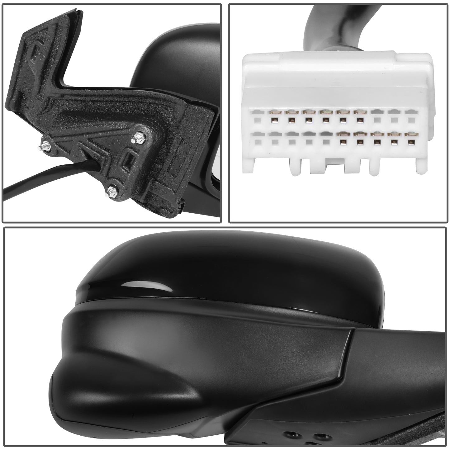 RETROVISOR MIRROR - OE STYLE - HONDA RIDGELINE 17-23 - WITH POWER WITH HEATED WITH CAMERA - PASSENGER SIDE - PAINT TO MATCH - BLACK