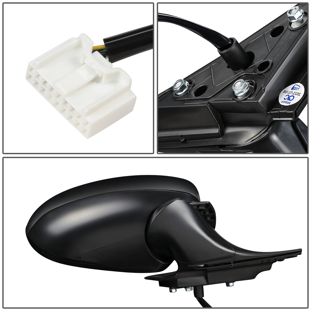 RETROVISOR MIRROR - OEM - 16-17 HONDA ACCORD 4-DR - POWERED - HEATED - W/ BSD - FOLDING - BLACK MATERIAL - RIGHT