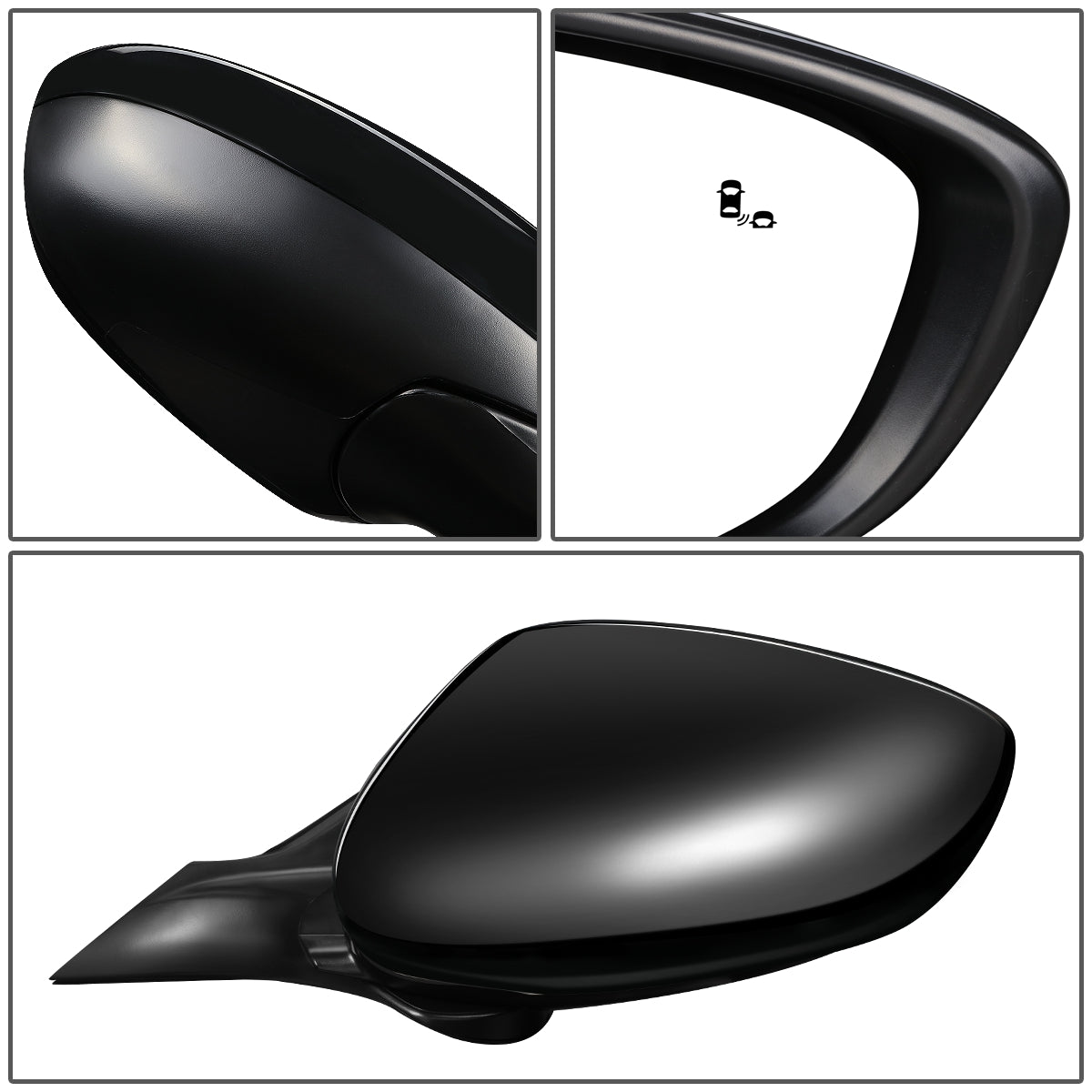 RETROVISOR MIRROR - OEM - 16-17 HONDA ACCORD 4-DR - POWERED - HEATED - W/ BSD - FOLDING - BLACK MATERIAL - RIGHT