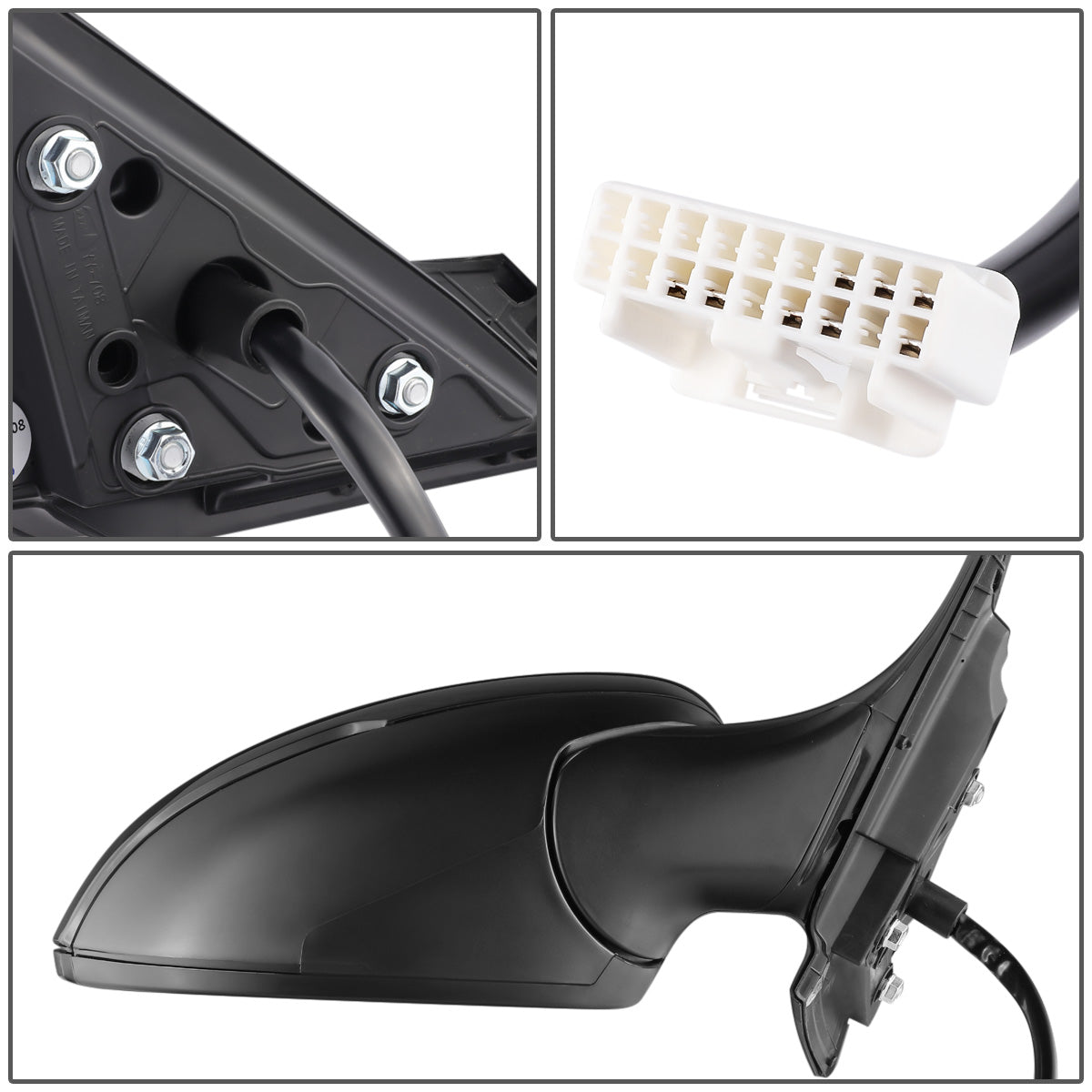 RETROVISOR MIRROR - OEM - 16-17 HONDA ACCORD 4-DR - POWERED - HEATED - W/ SIGNAL LIGHT - W/ BSD - FOLDING - BLACK MATERIAL - RIGHT