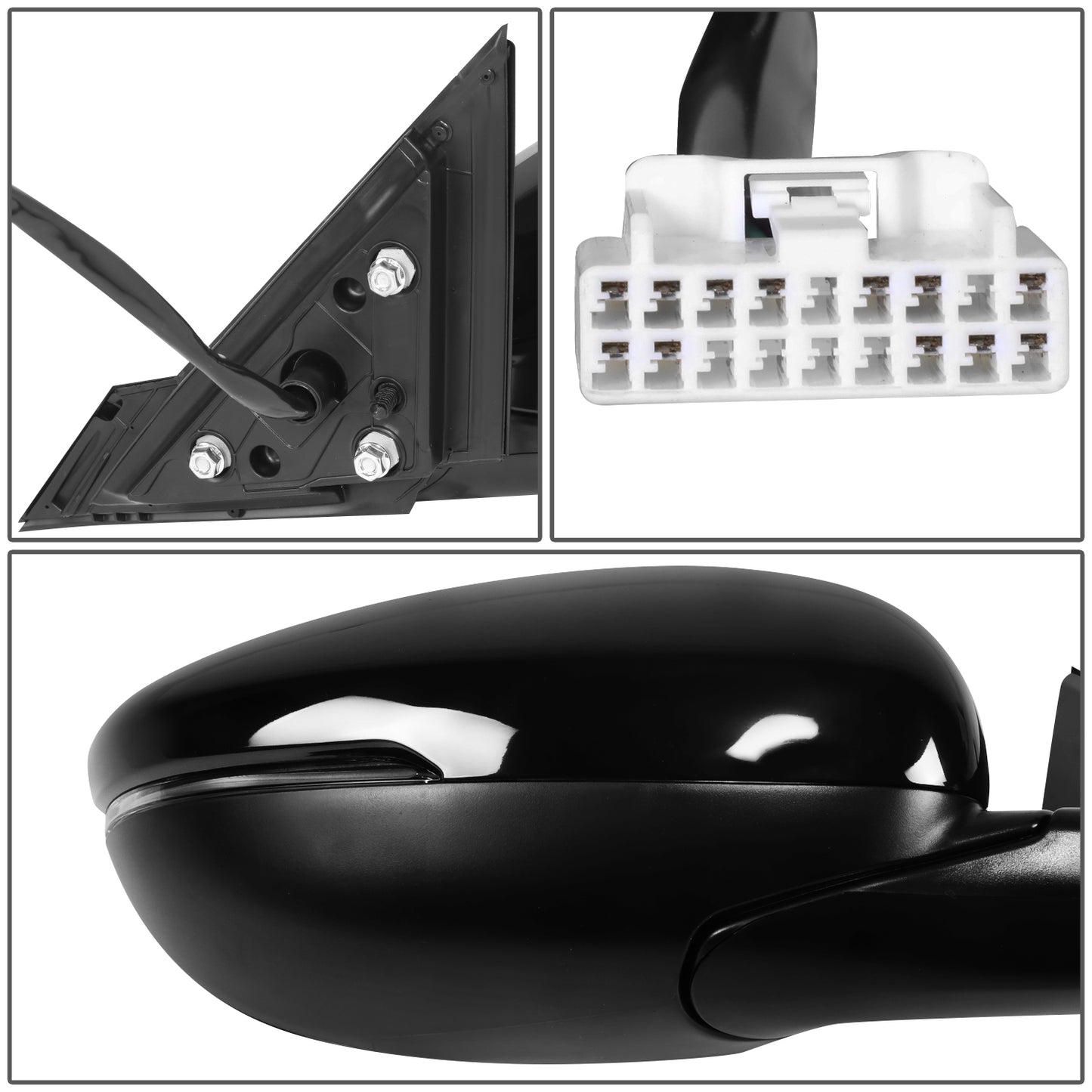 RETROVISOR MIRROR - OE STYLE - HONDA ACCORD 18-22 - WITH POWER WITH HEATED GLASS WITH BLIND SPOT WITH MEMORY - PASSENGER SIDE - PAINT TO MATCH - BLACK