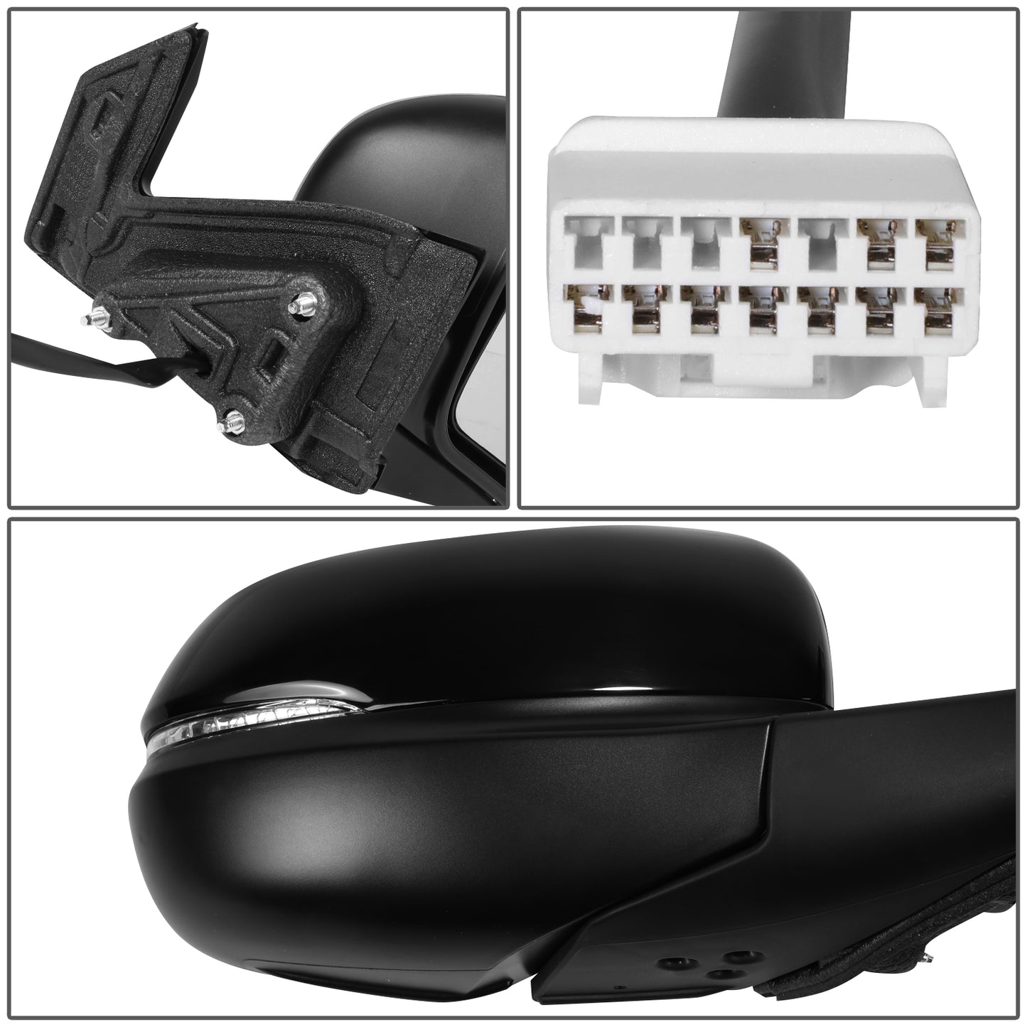 RETROVISOR MIRROR - OE STYLE - HONDA PILOT 19-22 - HONDA PASSPORT 19-24 - WITH POWER WITH HEATED WITH SIGNAL WITH MEMORY - PASSENGER SIDE - PAINT TO MATCH - BLACK