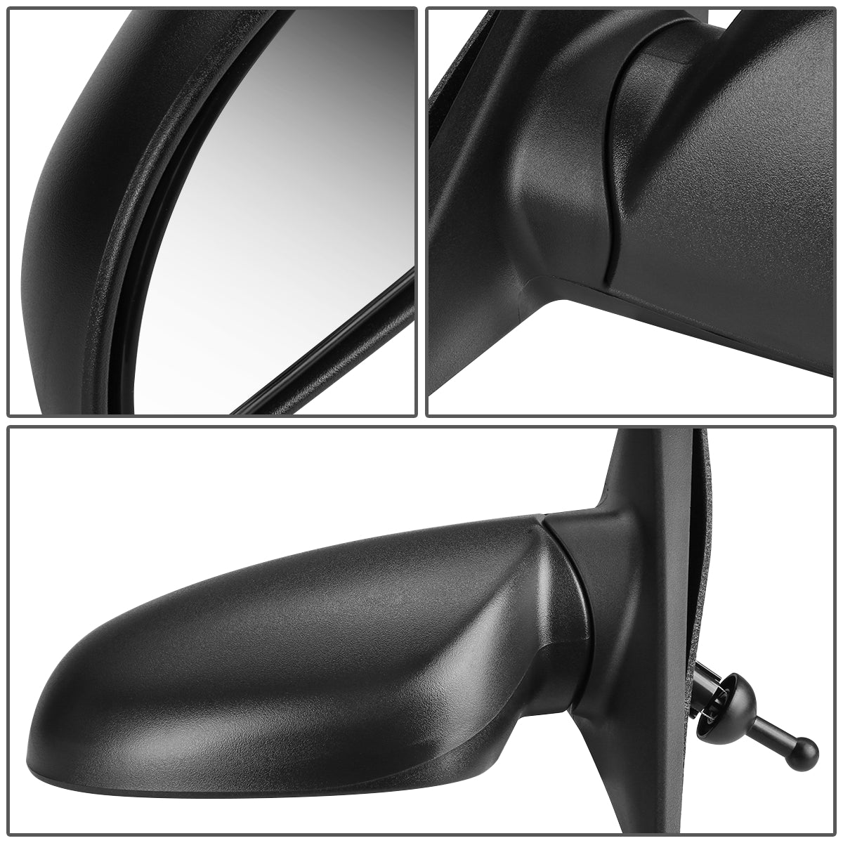 RETROVISOR MIRROR - OEM - 02-05 HYUNDAI ACCENT - MANUAL - TEXTURED - BLACK - LEFT