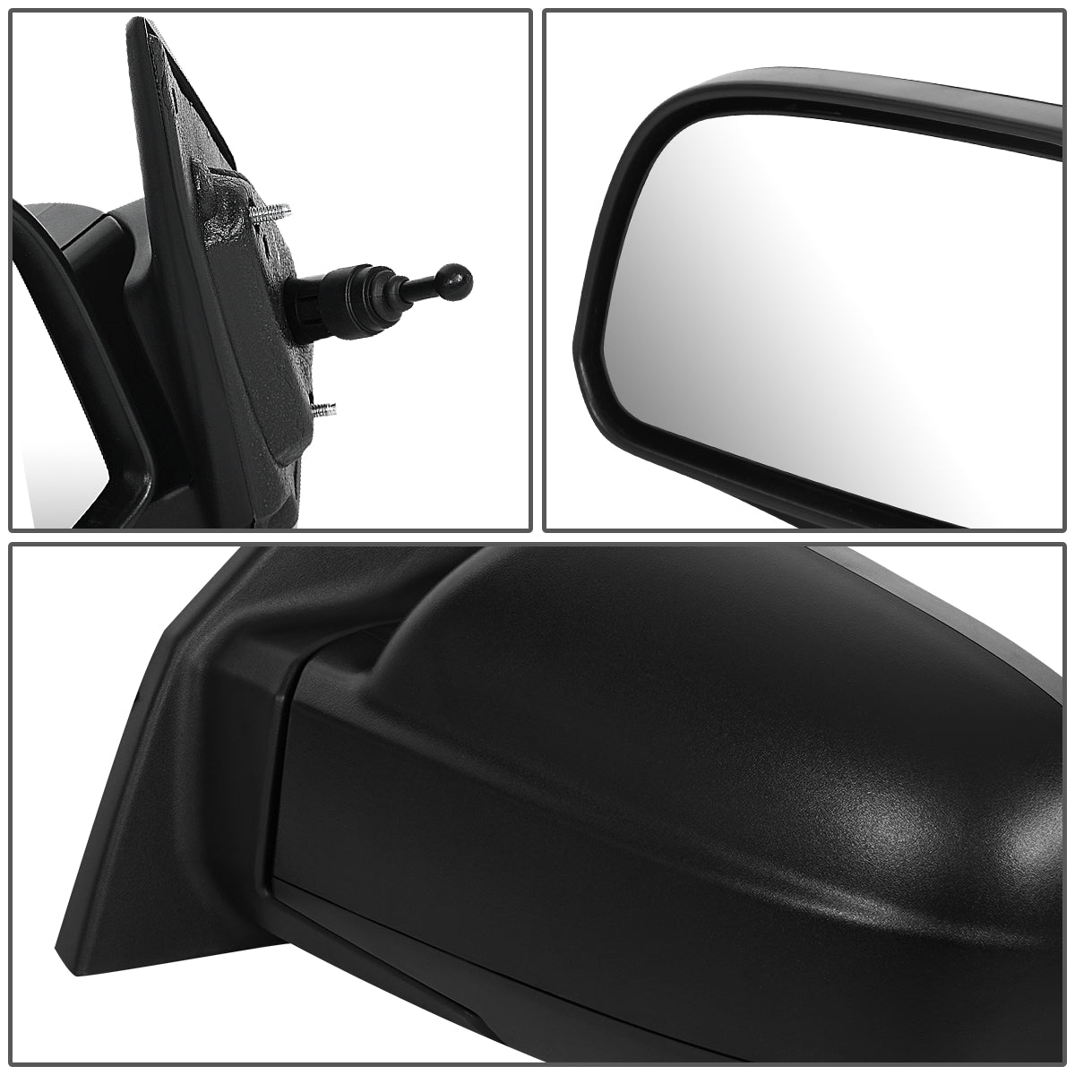 RETROVISOR MIRROR - OEM - 05-09 HYUNDAI TUCSON - MANUAL - TEXTURED - BLACK - LEFT