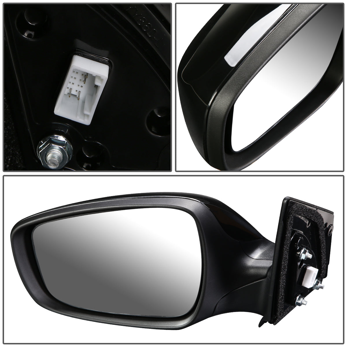 RETROVISOR MIRROR - OEM - 11-13 HYUNDAI ELANTRA - POWERED - HEATED - TEXTURED - BLACK - LEFT