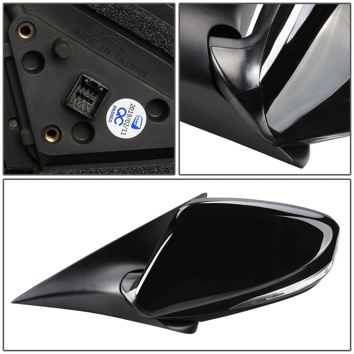 RETROVISOR MIRROR - OEM - 12-14 HYUNDAI VELOSTER (DO NOT FIT PANORAMIC ROOF MODELS) - POWERED - HEATED - TEXTURED - BLACK - LEFT