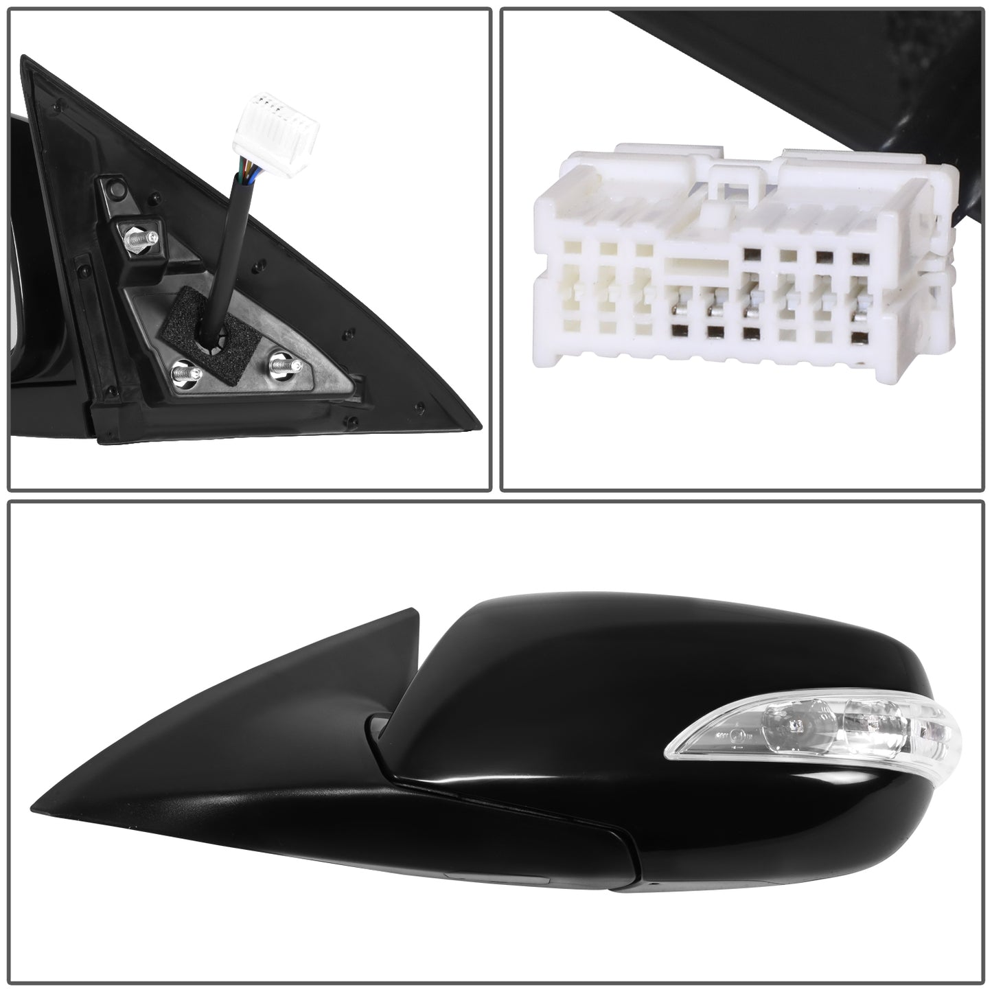 RETROVISOR MIRROR - OE STYLE - HYUNDAI GENESIS COUPE 10-16 - WITH POWER WITH HEATED GLASS WITH TURN SIGNAL - DRIVER SIDE - PAINT TO MATCH - BLACK