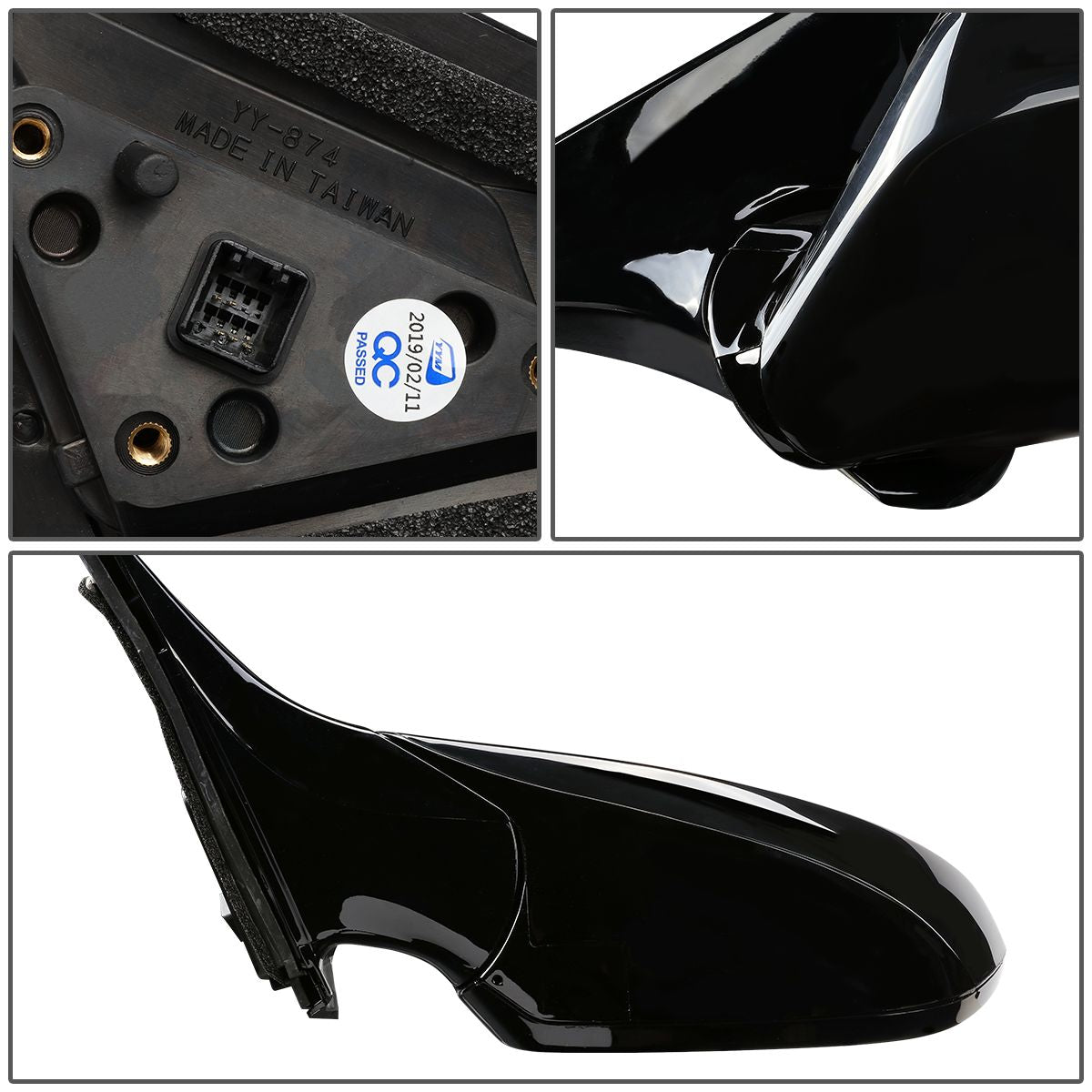 RETROVISOR MIRROR - OEM - 12-14 HYUNDAI VELOSTER WITH PANORAMIC SUNROOF - POWERED - HEATED - TEXTURED - BLACK - LEFT