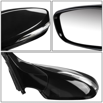 RETROVISOR MIRROR - OEM - 12-14 HYUNDAI VELOSTER - POWERED - HEATED - W/ SIGNAL LIGHT - FOLDING - W/ PANORAMIC ROOF - GLOSS - BLACK - LEFT