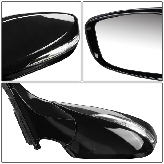 RETROVISOR MIRROR - OEM - 12-14 HYUNDAI VELOSTER - POWERED - HEATED - W/ SIGNAL LIGHT - FOLDING - W/ PANORAMIC ROOF - GLOSS - BLACK - LEFT