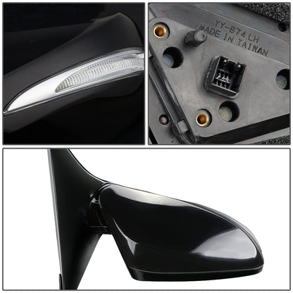 RETROVISOR MIRROR - OEM - 12-14 HYUNDAI VELOSTER - POWERED - HEATED - W/ SIGNAL LIGHT - FOLDING - W/ PANORAMIC ROOF - GLOSS - BLACK - LEFT