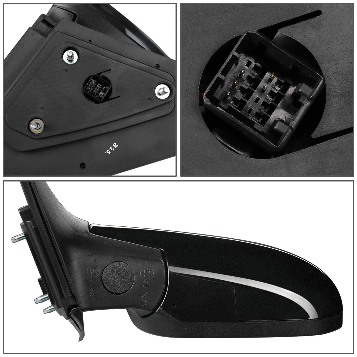 RETROVISOR MIRROR - OEM - 07-10 HYUNDAI ELANTRA - POWERED - HEATED - FOLDING - BLACK MATERIAL - LEFT