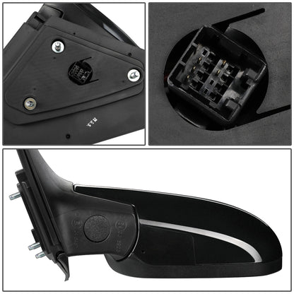 RETROVISOR MIRROR - OEM - 07-10 HYUNDAI ELANTRA - POWERED - HEATED - FOLDING - BLACK MATERIAL - LEFT