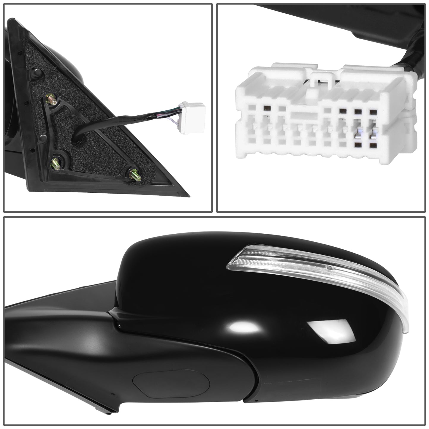 RETROVISOR MIRROR - OE STYLE - HYUNDAI GENESIS 2009-2014 - WITH POWER WITH HEATED GLASS WITH TURN SIGNAL - DRIVER LEFT SIDE - BLACK