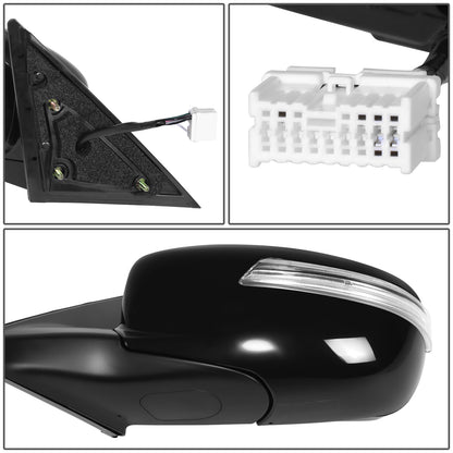 RETROVISOR MIRROR - OE STYLE - HYUNDAI GENESIS 2009-2014 - WITH POWER WITH HEATED GLASS WITH TURN SIGNAL - DRIVER LEFT SIDE - BLACK