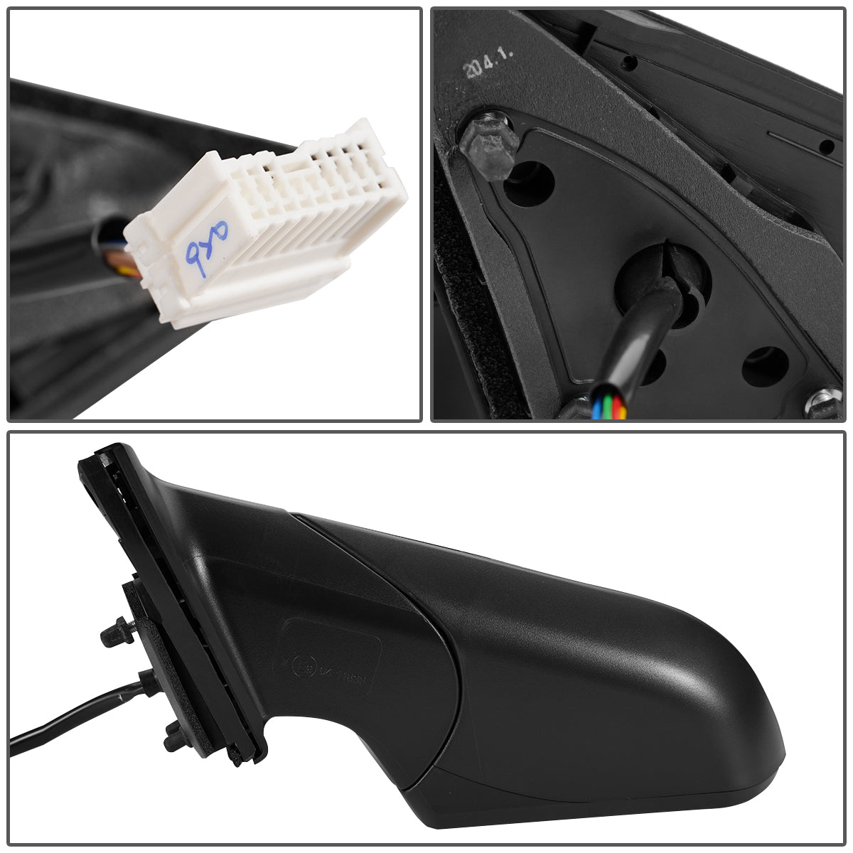 RETROVISOR MIRROR - OEM - 15-17 HYUNDAI SONATA - POWERED - HEATED - W/ SIGNAL LIGHT - FOLDING - W/ SPOTTER GLASS - BLACK MATERIAL - LEFT