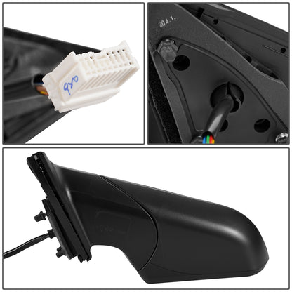 RETROVISOR MIRROR - OEM - 15-17 HYUNDAI SONATA - POWERED - HEATED - W/ SIGNAL LIGHT - FOLDING - W/ SPOTTER GLASS - BLACK MATERIAL - LEFT