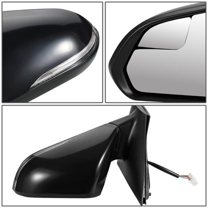 RETROVISOR MIRROR - OEM - 15-17 HYUNDAI SONATA - POWERED - HEATED - W/ SIGNAL LIGHT - FOLDING - W/ SPOTTER GLASS - BLACK MATERIAL - LEFT