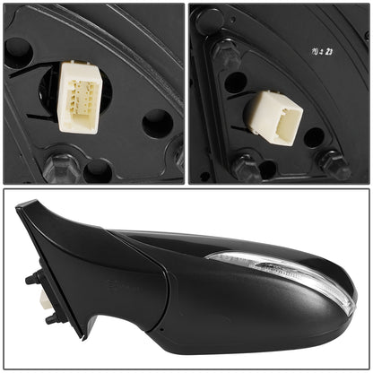 RETROVISOR MIRROR - OEM - 11-13 HYUNDAI ELANTRA - POWERED - HEATED - W/ SIGNAL LIGHT - FOLDING - W/ SPOTTER GLASS - BLACK MATERIAL - LEFT