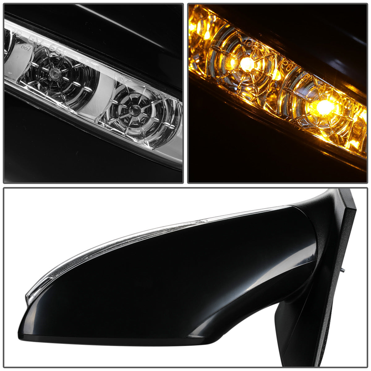 RETROVISOR MIRROR - OEM - 11-14 HYUNDAI SONATA - POWERED - HEATED - W/ SIGNAL LIGHT - FOLDING - BLACK MATERIAL - LEFT