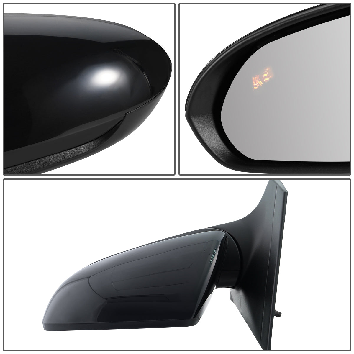 RETROVISOR MIRROR - OEM - 17-18 HYUNDAI ELANTRA - POWERED - HEATED - W/ BSD - FOLDING - BLACK MATERIAL - LEFT