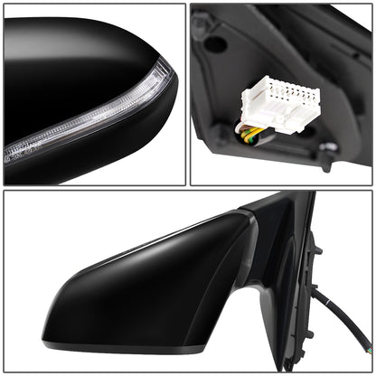 RETROVISOR MIRROR - OEM - 15-17 HYUNDAI SONATA - POWERED - HEATED - W/ SIGNAL LIGHT - W/ BSD - W/ MEMORY - FOLDING - BLACK MATERIAL - LEFT