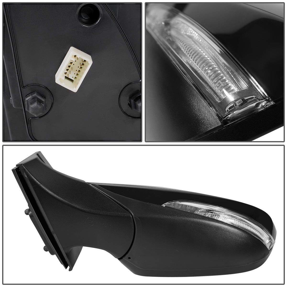 RETROVISOR MIRROR - OEM - 11-13 HYUNDAI ELANTRA - POWERED - HEATED - W/ SIGNAL LIGHT - FOLDING - BLACK MATERIAL - LEFT