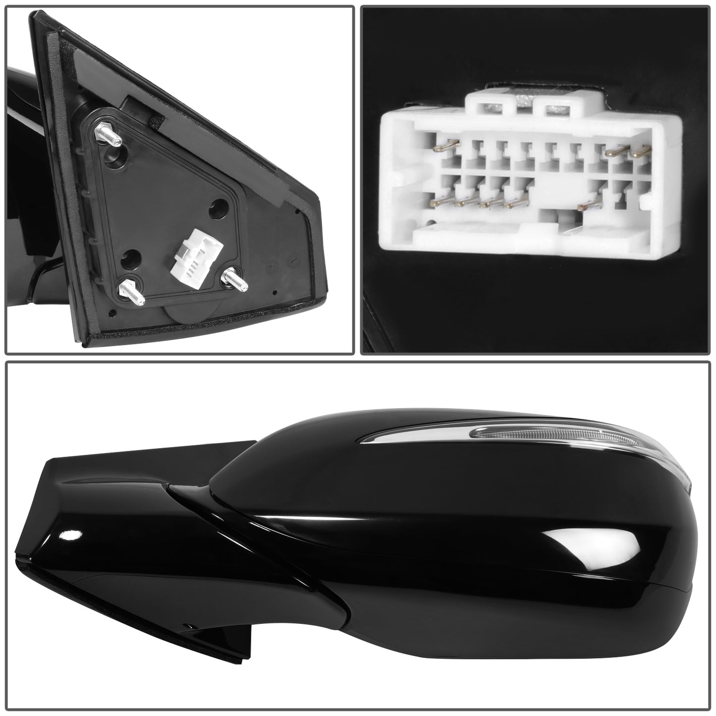 RETROVISOR MIRROR - OE STYLE - HYUNDAI SANTA FE SPORT 2013-2018 - WITH POWER WITH HEATED GLASS WITH TURN SIGNAL WITH BLIND SPOT - DRIVER LEFT SIDE - BLACK