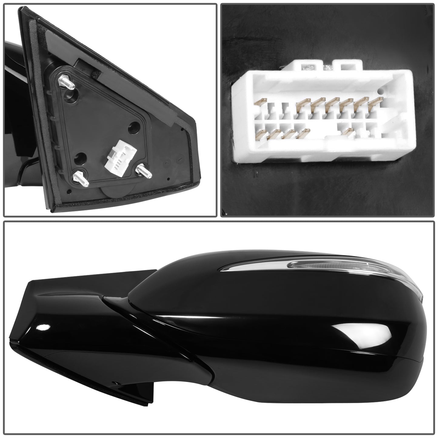 RETROVISOR MIRROR - OE STYLE - HYUNDAI SANTA FE SPORT 2013-2018 - WITH MEMORY WITH HEATED GLASS WITH TURN SIGNAL WITH BLIND SPOT - DRIVER LEFT SIDE - BLACK